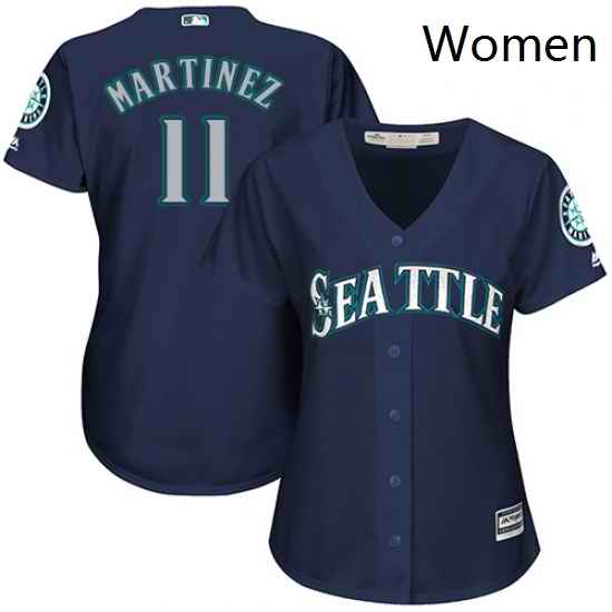 Womens Majestic Seattle Mariners 11 Edgar Martinez Authentic Navy Blue Alternate 2 Cool Base MLB Jersey